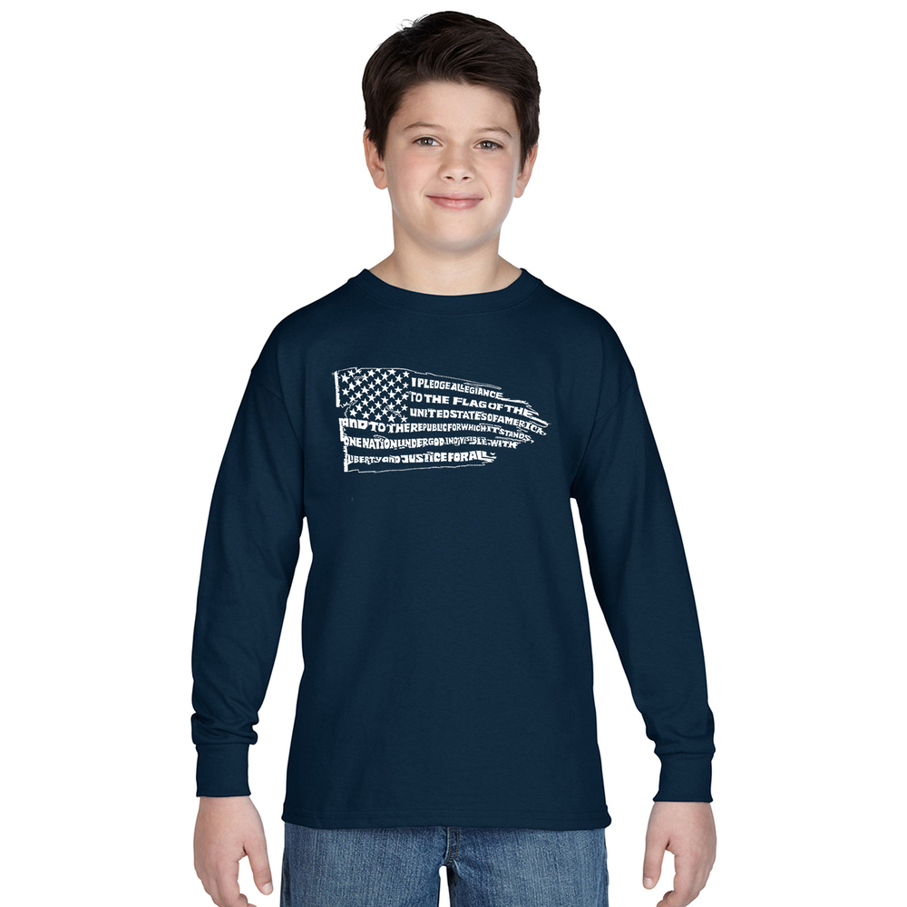 Boy's Word Art Long Sleeve - Pledge of Allegiance Flag
